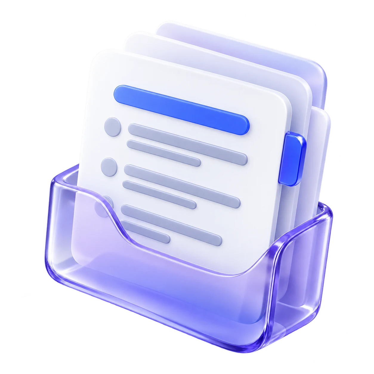 Un documento bianco estratto da una custodia trasparente viola